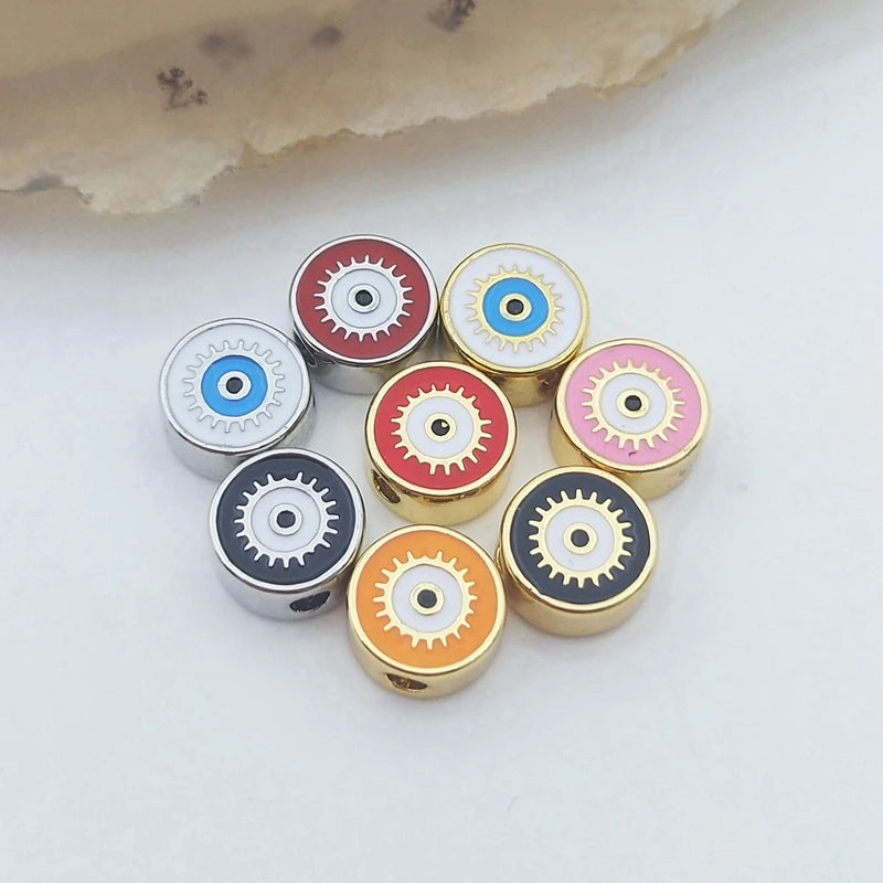 5pcs Evil Eye Beads Silver Charms for DIY Necklace Bracelet