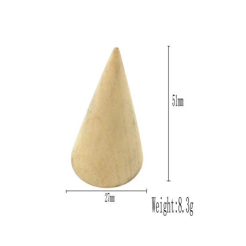 5pcs Unpainted Cone Wooden Ring Display Stand Holder