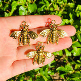 5pcs Small Bee Charm Bling Pendant for Jewelry Making