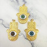 Vintage Hamsa Hand Eyeball Pendant Evil Eye Luck Halloween Jewelry