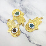 Vintage Hamsa Hand Eyeball Pendant Evil Eye Luck Halloween Jewelry