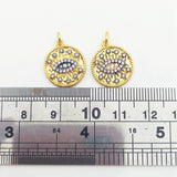 5pcs Evil Eye Pendant Pink Zircon Coin Charms for DIY Necklace
