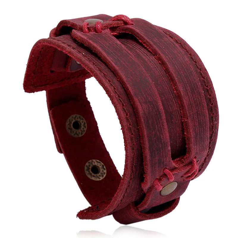 Vintage Punk Retro Leather Bracelet Men Wrap Bracelets & Bangles