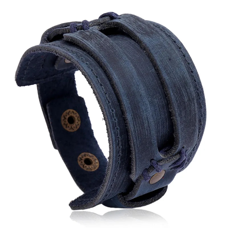 Vintage Punk Retro Leather Bracelet Men Wrap Bracelets & Bangles