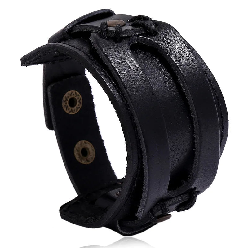 Vintage Punk Retro Leather Bracelet Men Wrap Bracelets & Bangles