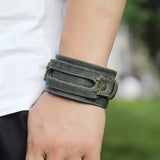 Vintage Punk Retro Leather Bracelet Men Wrap Bracelets & Bangles