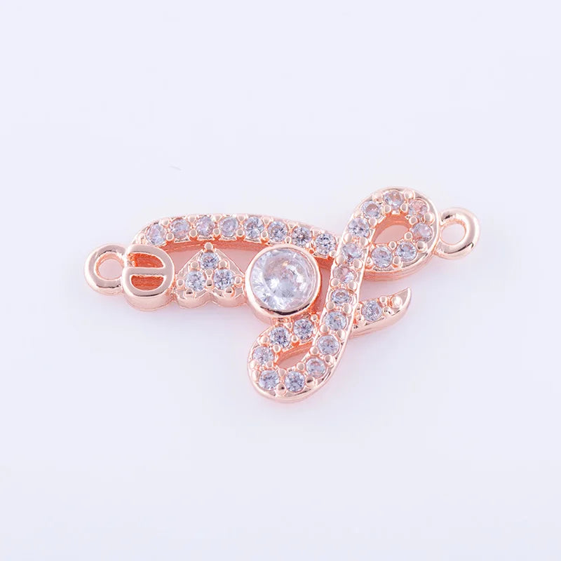 5pcs Vintage Zircon Love Letter Charms For Bracelet Jewelry Making