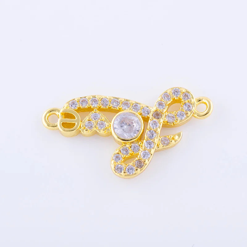 5pcs Vintage Zircon Love Letter Charms For Bracelet Jewelry Making