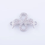 5pcs Vintage Zircon Wings Charms Copper Micro Pave Initial Charms