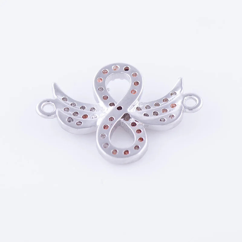 5pcs Vintage Zircon Wings Charms Copper Micro Pave Initial Charms