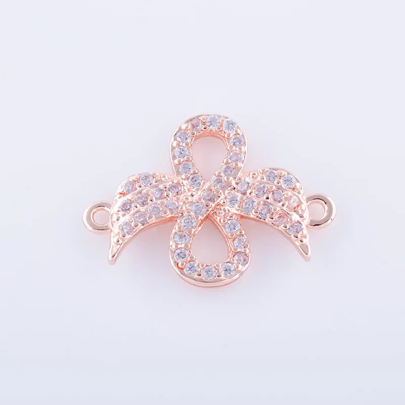 5pcs Vintage Zircon Wings Charms Copper Micro Pave Initial Charms