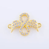 5pcs Vintage Zircon Wings Charms Copper Micro Pave Initial Charms