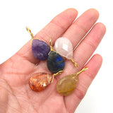 5pcs Water Drop Shape Natural Crystal Pendant for Women Faceted Cut Gemstone