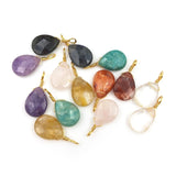 5pcs Water Drop Shape Natural Crystal Pendant for Women Faceted Cut Gemstone