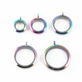 5pcs Rainbow Screw Top Floating Locket Stainless Steel Glass Jewelry
