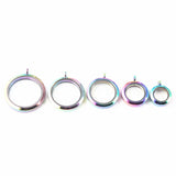 5pcs Rainbow Screw Top Floating Locket Stainless Steel Glass Jewelry