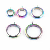 5pcs Rainbow Screw Top Floating Locket Stainless Steel Glass Jewelry