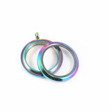 5pcs Rainbow Screw Top Floating Locket Stainless Steel Glass Jewelry