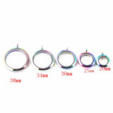 5pcs Rainbow Screw Top Floating Locket Stainless Steel Glass Jewelry