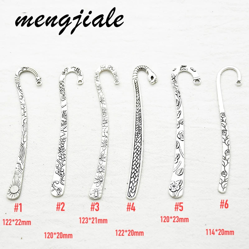 5pcs Antique Silver Bookmark Charms for DIY Jewelry Making