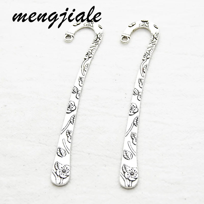 5pcs Antique Silver Bookmark Charms for DIY Jewelry Making