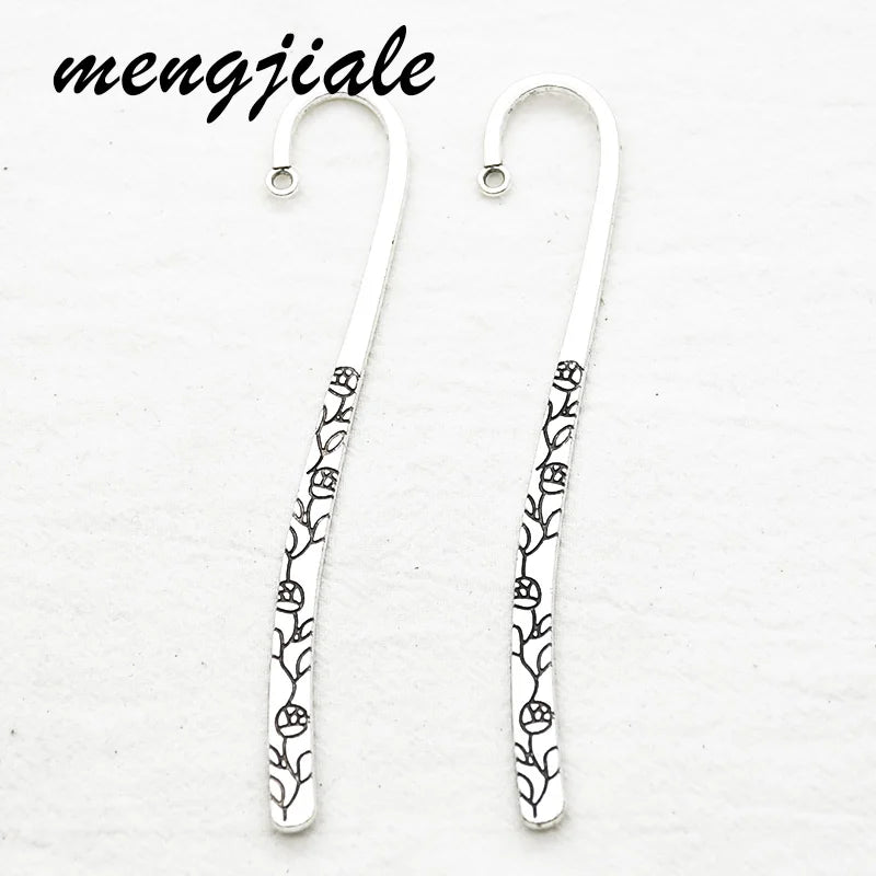 5pcs Antique Silver Bookmark Charms for DIY Jewelry Making