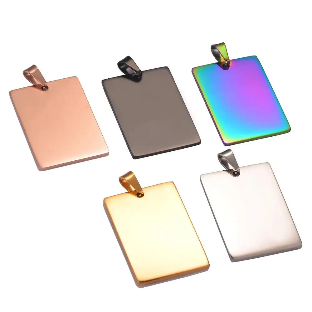 5pcs Unisex Stainless Steel ID Dog Tags Pendant Necklace Jewelry 28*40mm