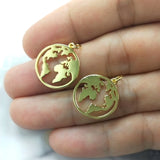 5pcs Round Copper Map Plated Pendant Charms Jewelry For Men Women Couple