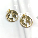 5pcs Round Copper Map Plated Pendant Charms Jewelry For Men Women Couple