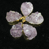 5pcs Purple Crystal Geode Drusy Pendants with Quartz Druzy