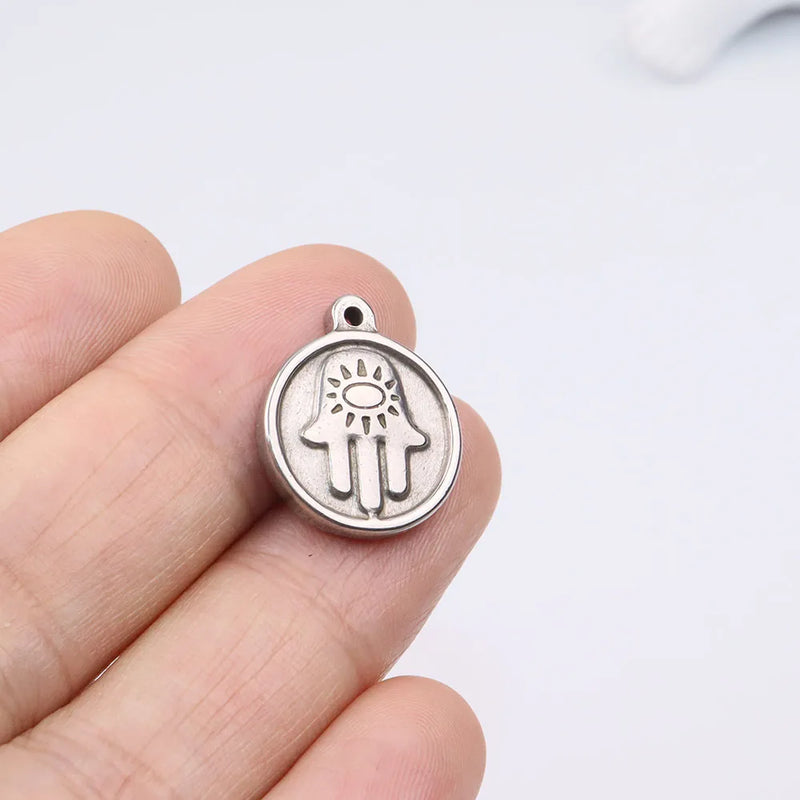 5pcs Stainless Steel Coin Star Charms Pendant DIY Jewelry Making