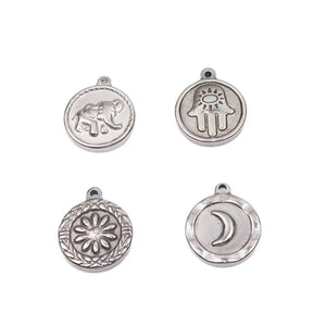 5pcs Stainless Steel Coin Star Charms Pendant DIY Jewelry Making