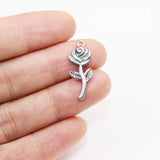 5pcs Wholesale Stainless Steel Rose Flower Charms Pendant