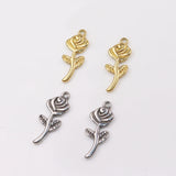 5pcs Wholesale Stainless Steel Rose Flower Charms Pendant