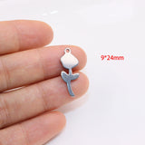5pcs Wholesale Stainless Steel Rose Flower Charms Pendant