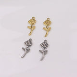 5pcs Wholesale Stainless Steel Rose Flower Charms Pendant