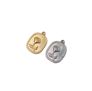 5pcs Stainless Steel Rose Flower Charms Pendant DIY Jewelry