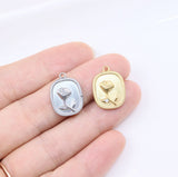 5pcs Stainless Steel Rose Flower Charms Pendant DIY Jewelry