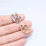 5pcs Stainless Steel High Heart Charms Pendant DIY Necklace Earrings