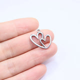 5pcs Stainless Steel High Heart Charms Pendant DIY Necklace Earrings