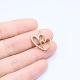 5pcs Stainless Steel High Heart Charms Pendant DIY Necklace Earrings