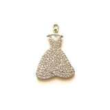 5pcs Dress Charms for Bracelet Necklace, Cubic Zirconia Pendant