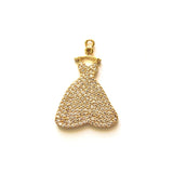 5pcs Dress Charms for Bracelet Necklace, Cubic Zirconia Pendant