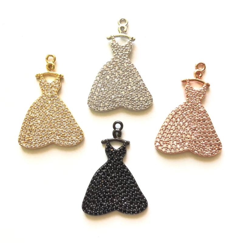 5pcs Dress Charms for Bracelet Necklace, Cubic Zirconia Pendant