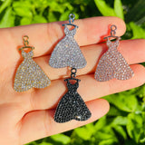 5pcs Dress Charms for Bracelet Necklace, Cubic Zirconia Pendant
