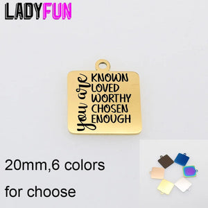 5pcs Steel Message Charms DIY Pendant For Jewelry Making