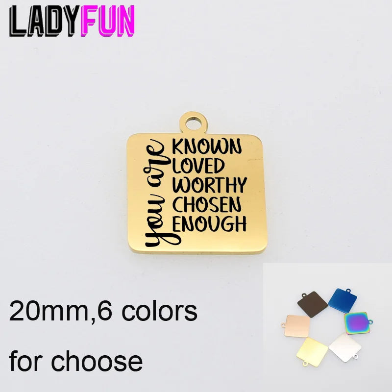 5pcs Steel Message Charms DIY Pendant For Jewelry Making
