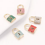 5pcs Zircon Crystal Charms Love Lock Key Pendant DIY Necklace Bracelet