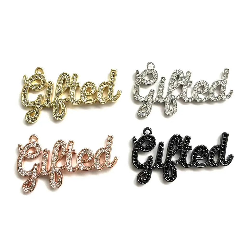 5pcs Zircon Pave Tag Pendant Charm for Bracelet Gift