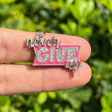 5pcs Zirconia Enamel Never Give Up Charms Pendant Bracelets for Gift